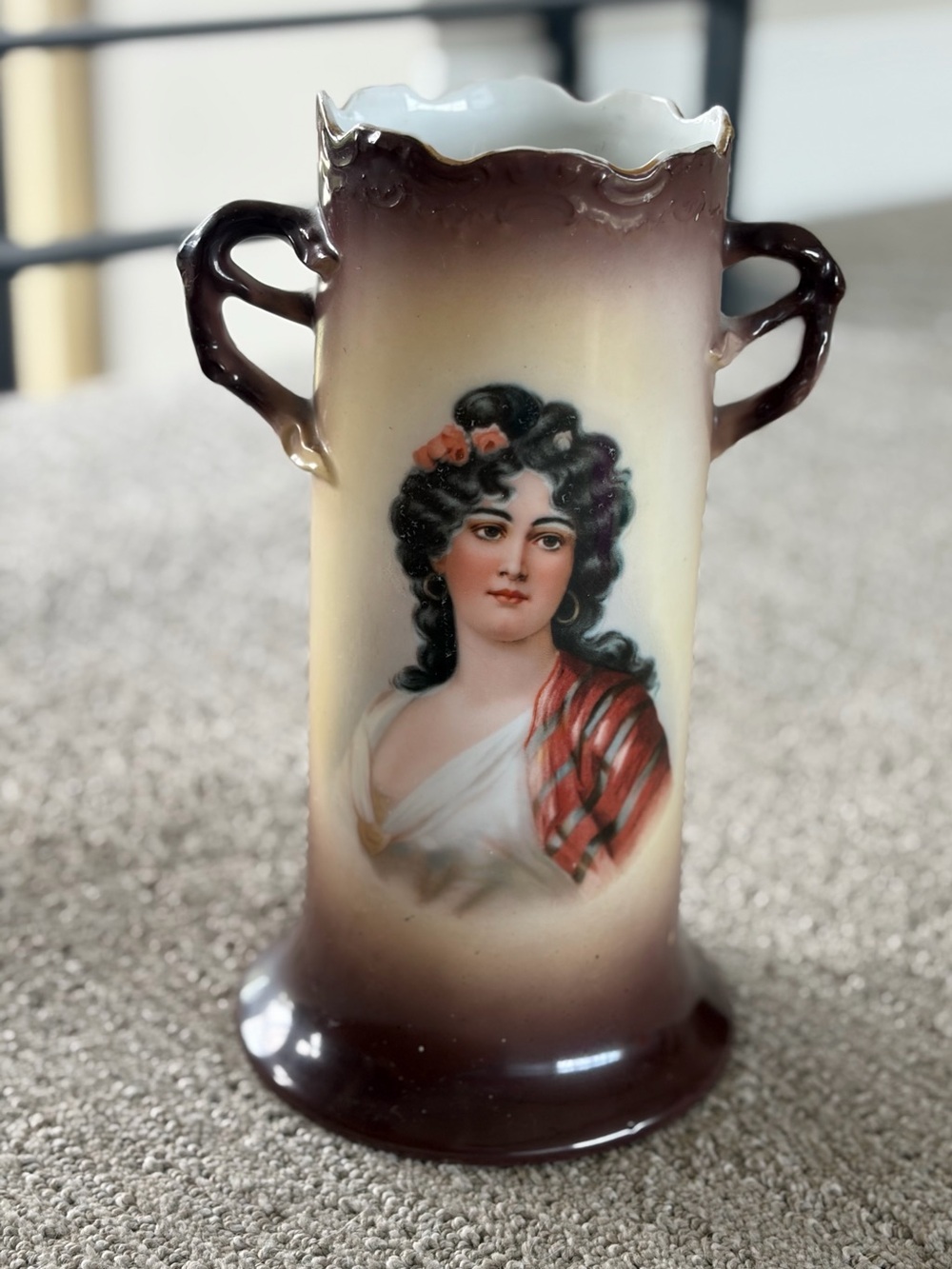 Beautiful Antique Carl Tielsch Vase with Ladies Picture. In Great Condition!!